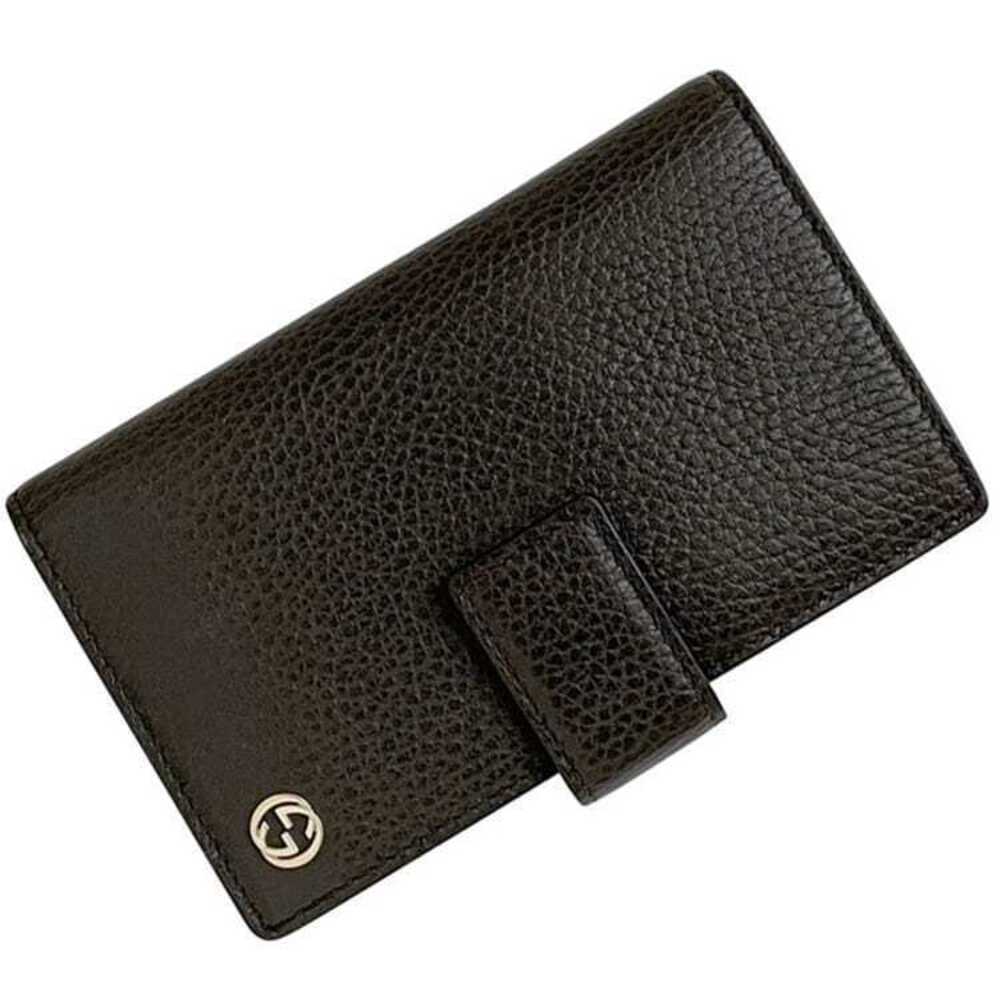 Gucci Trifold Wallet Interlocking Billfold Leather GG Card Holder Gold Brown